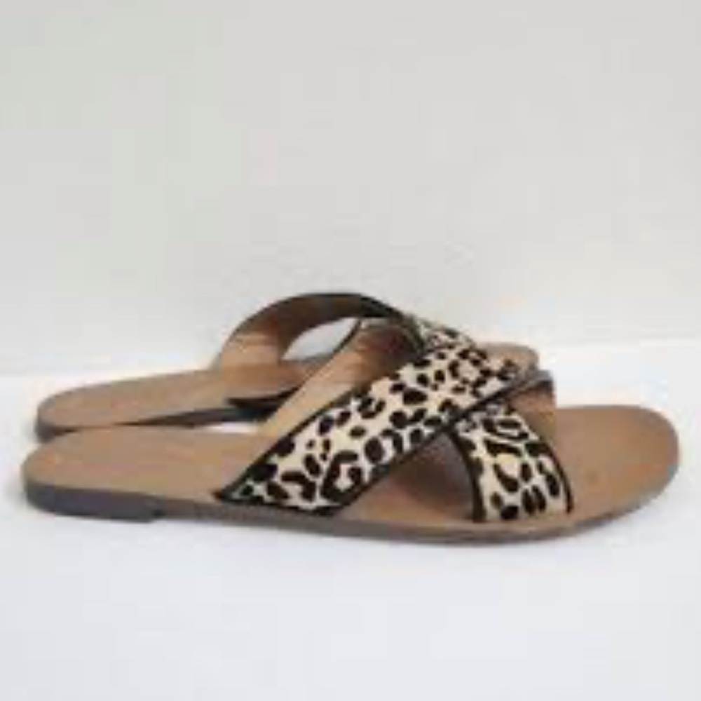 J. Crew Genuine Calf Hair Criss Cross Sandals